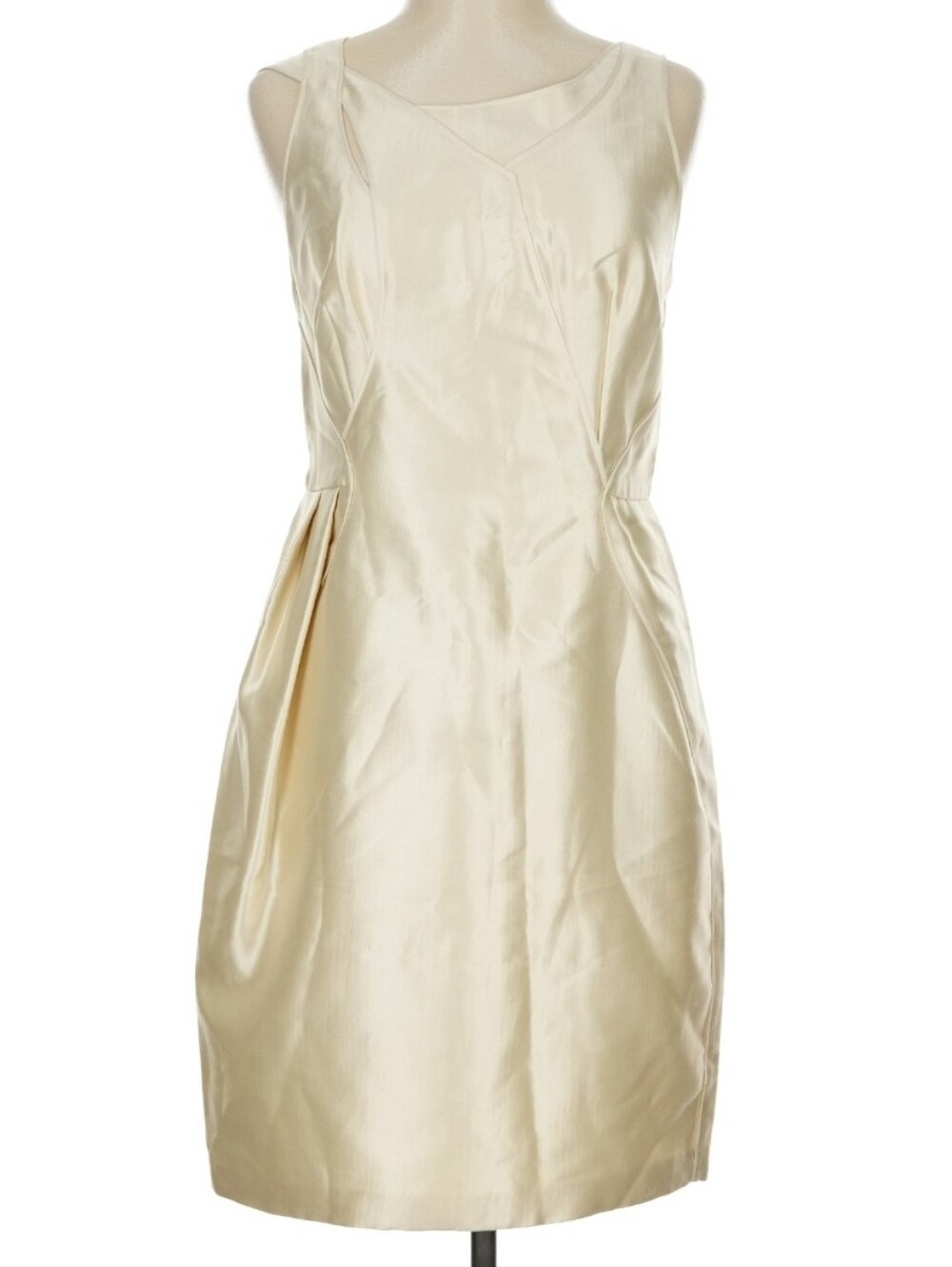 J. Mendel Ivory Satin Midi Sheath Dress (12)